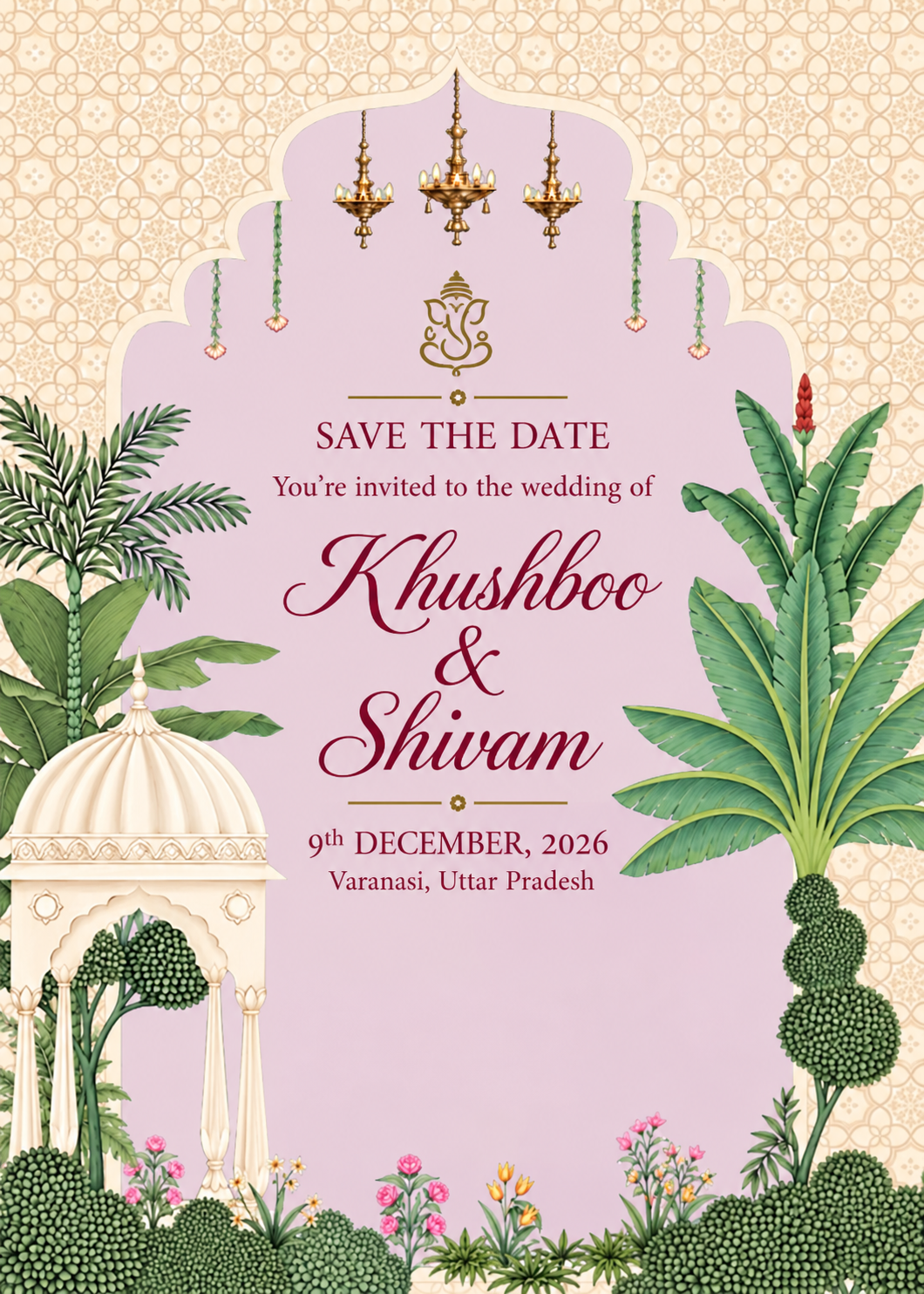 Wedding invitation for Khushboo and Shivam